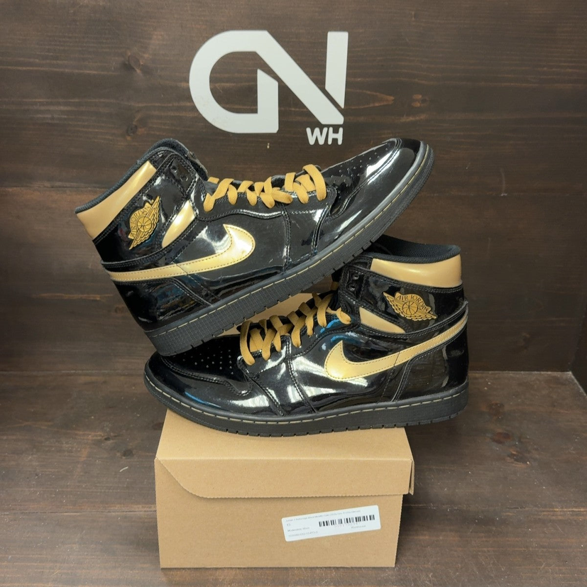 Jordan 1 Retro High Black Metallic Gold (2020) Size 13 (Pre-Owned) - Image 1
