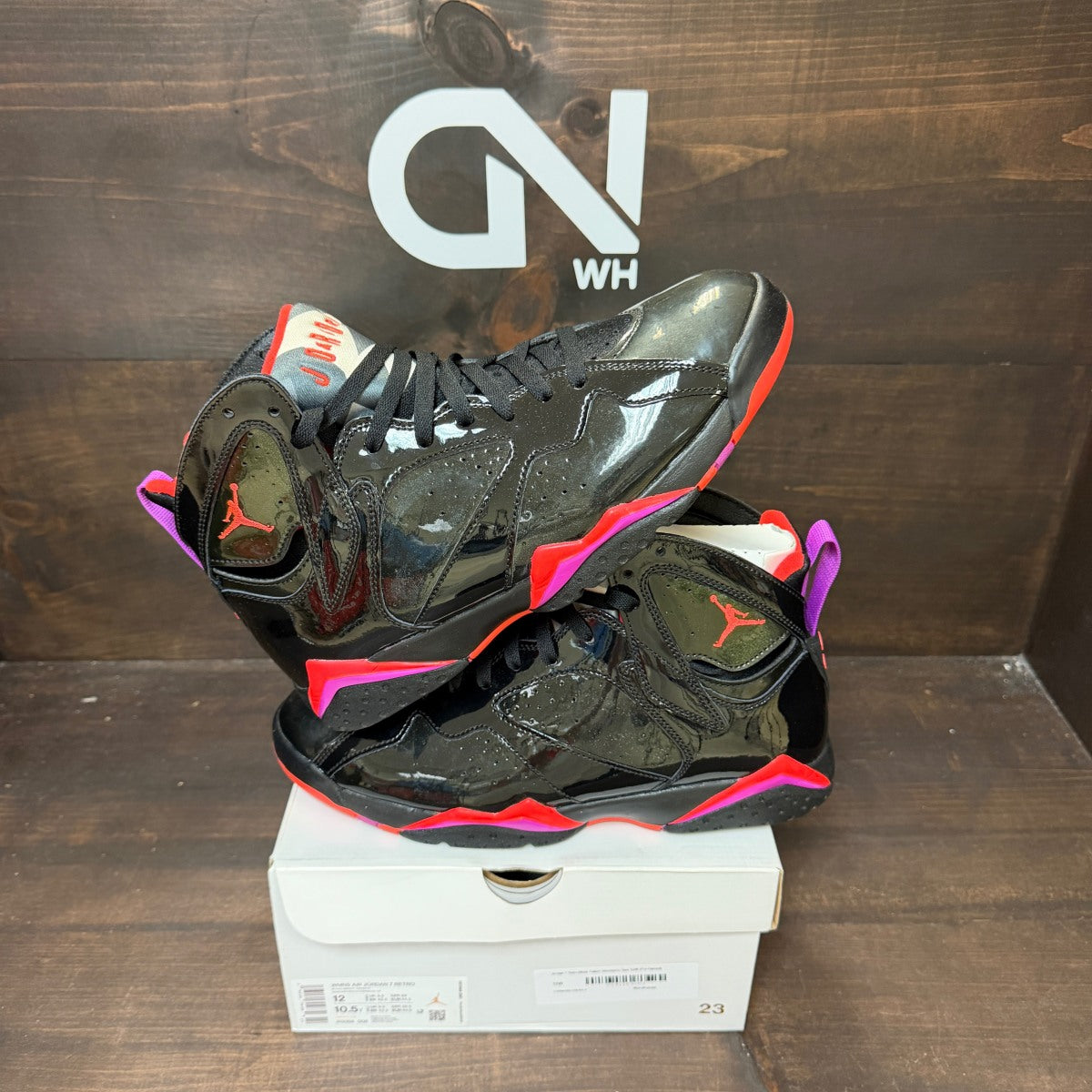 Jordan 7 Retro Black Patent (Women's) - Image 1