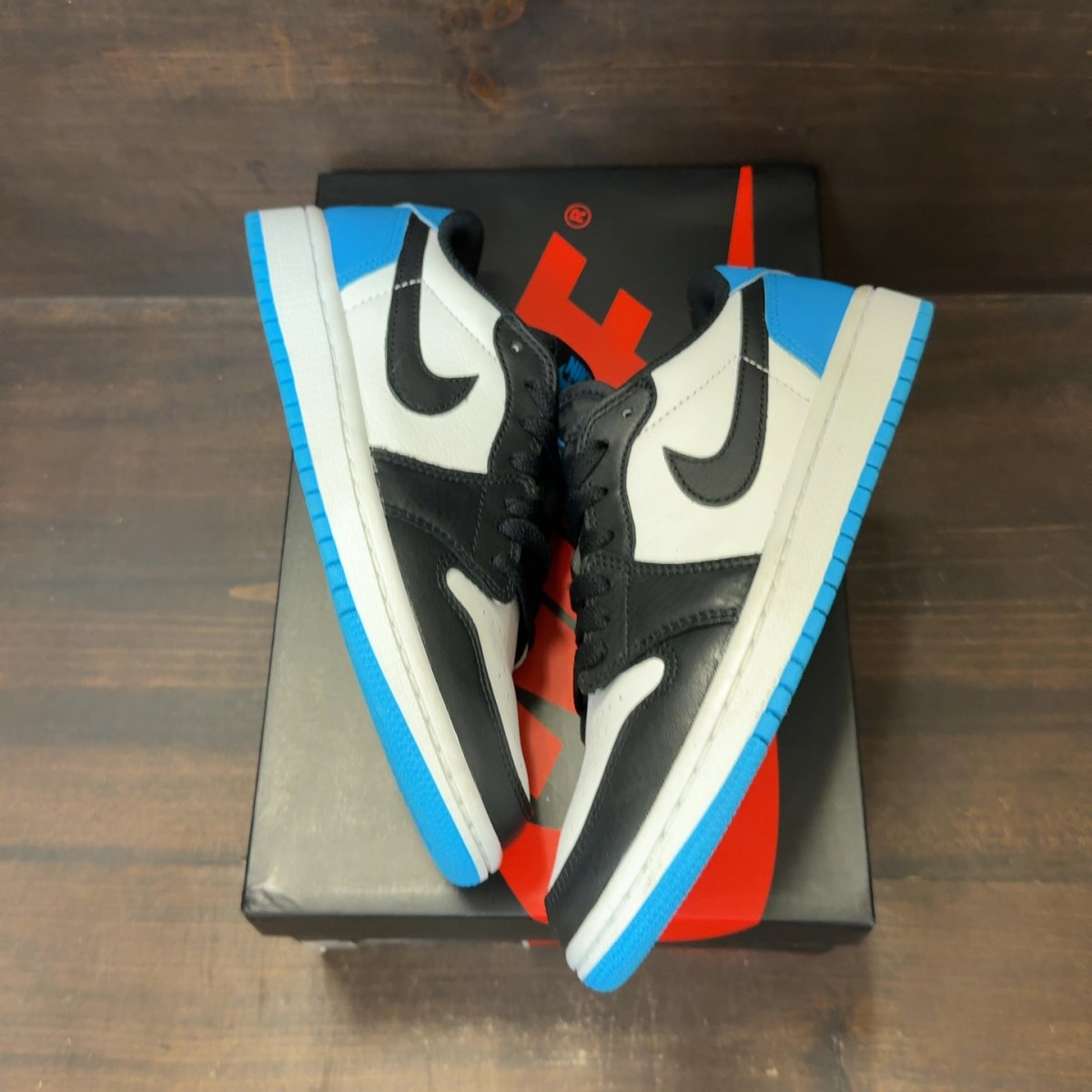 Jordan 1 Retro Low OG Black Dark Powder Blue (Women's) - Image 2