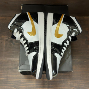 Jordan 1 Mid Patent Black White Gold - Image 4