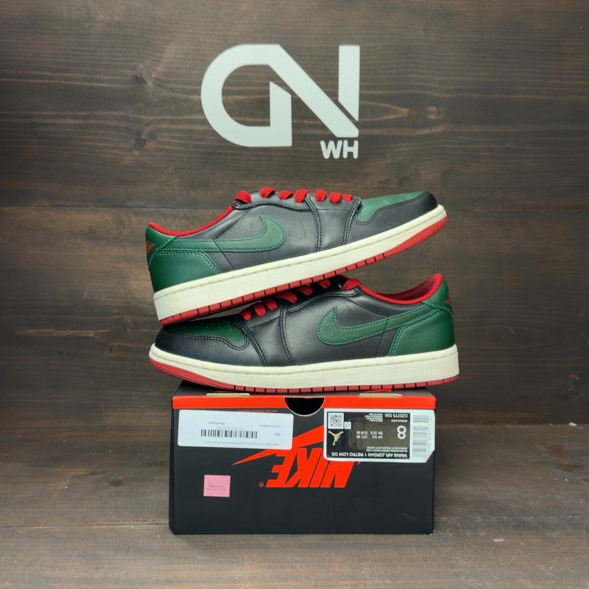 Jordan 1 Retro Low OG Gorge Green Varsity Red (Women's) - Image 1