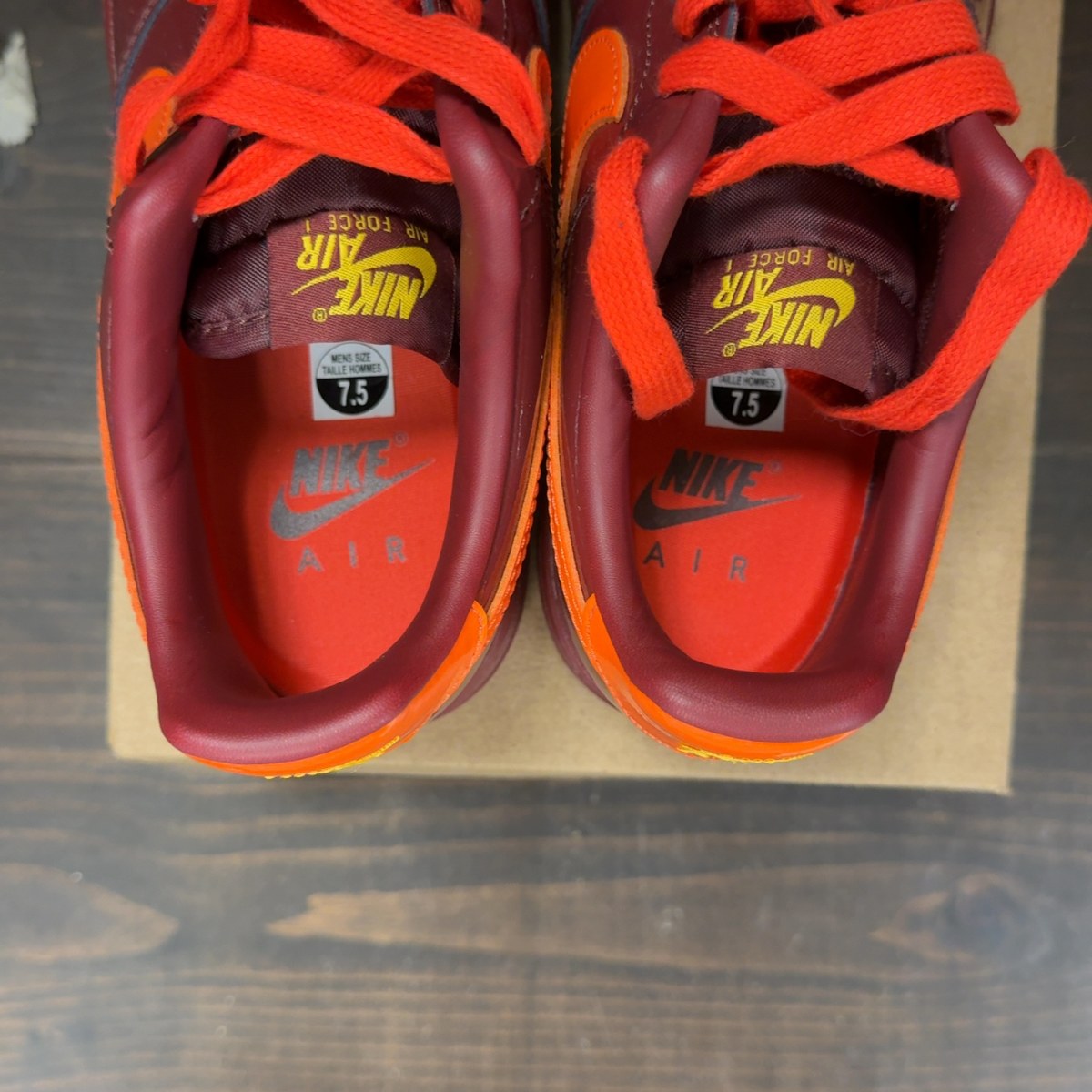 Nike Air Force 1 Low Patent Leather Dark Team Red Safety Orange Size 7.5 (Pre-Owned) - Image 6