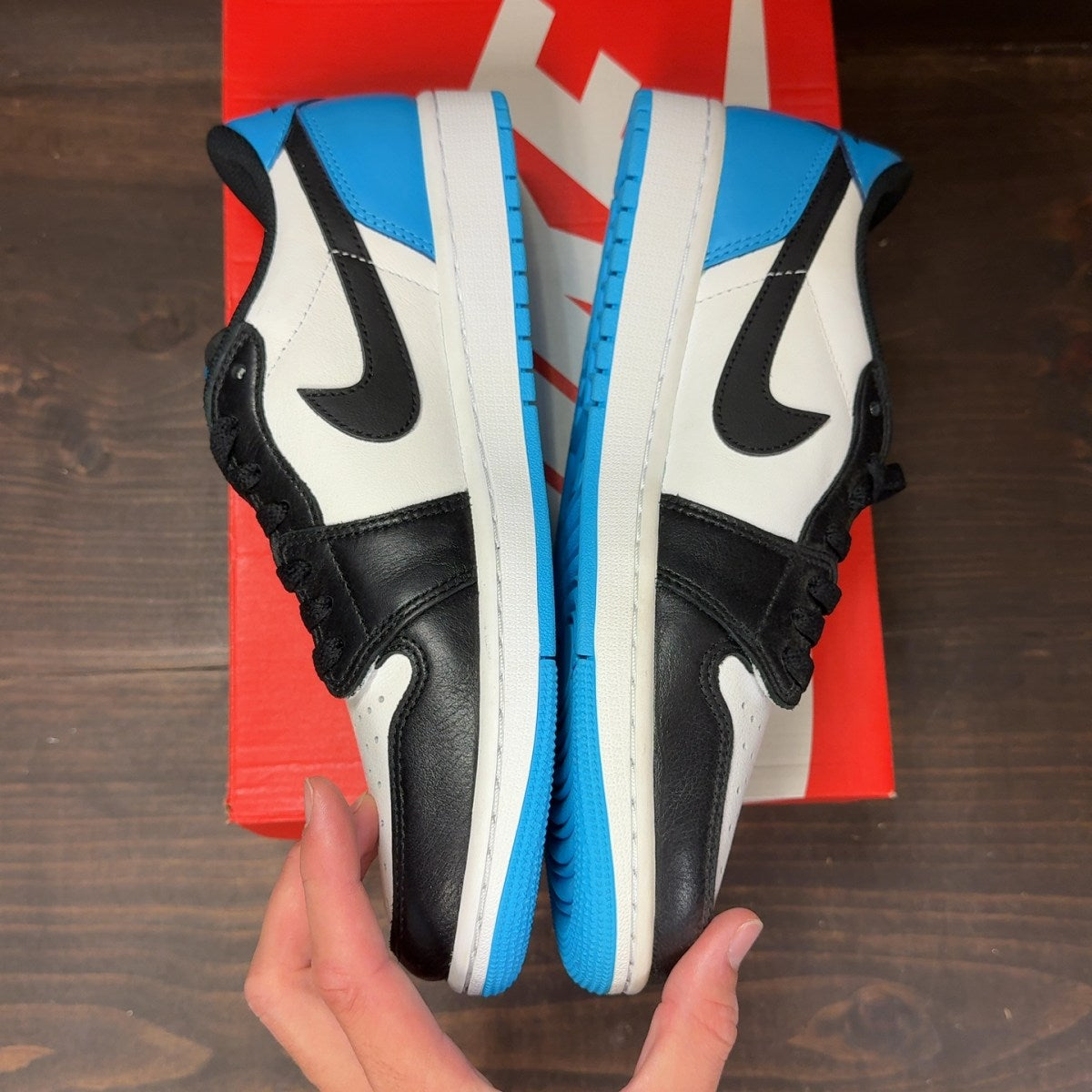 Jordan 1 Retro Low OG Black Dark Powder Blue Size 9.5 (Pre-Owned) - Image 4