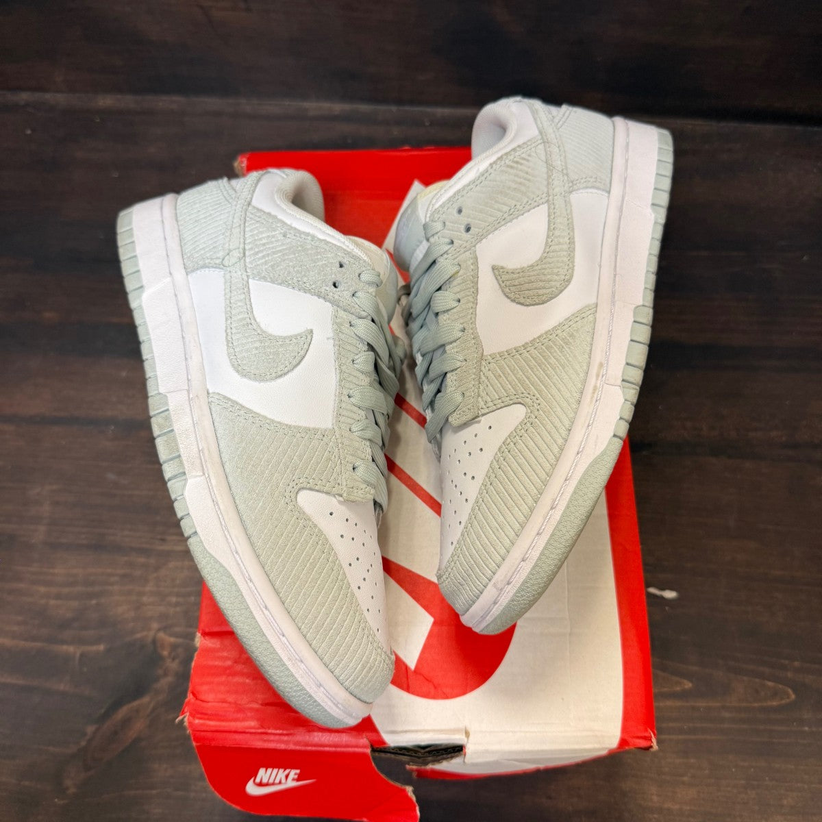 Nike Dunk Low Light Silver Corduroy (Women's) - Image 2