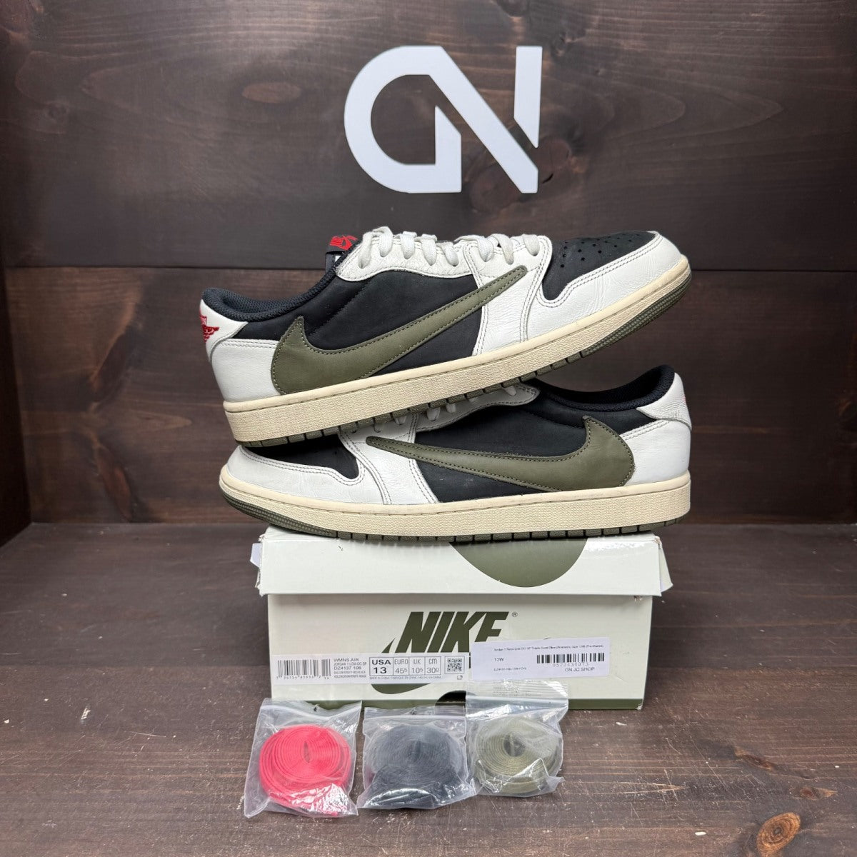 Jordan 1 Retro Low OG SP Travis Scott Olive (Women's) - Image 1