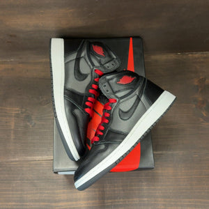 Jordan 1 Retro High Black Satin Gym Red Black (GS) - Image 2