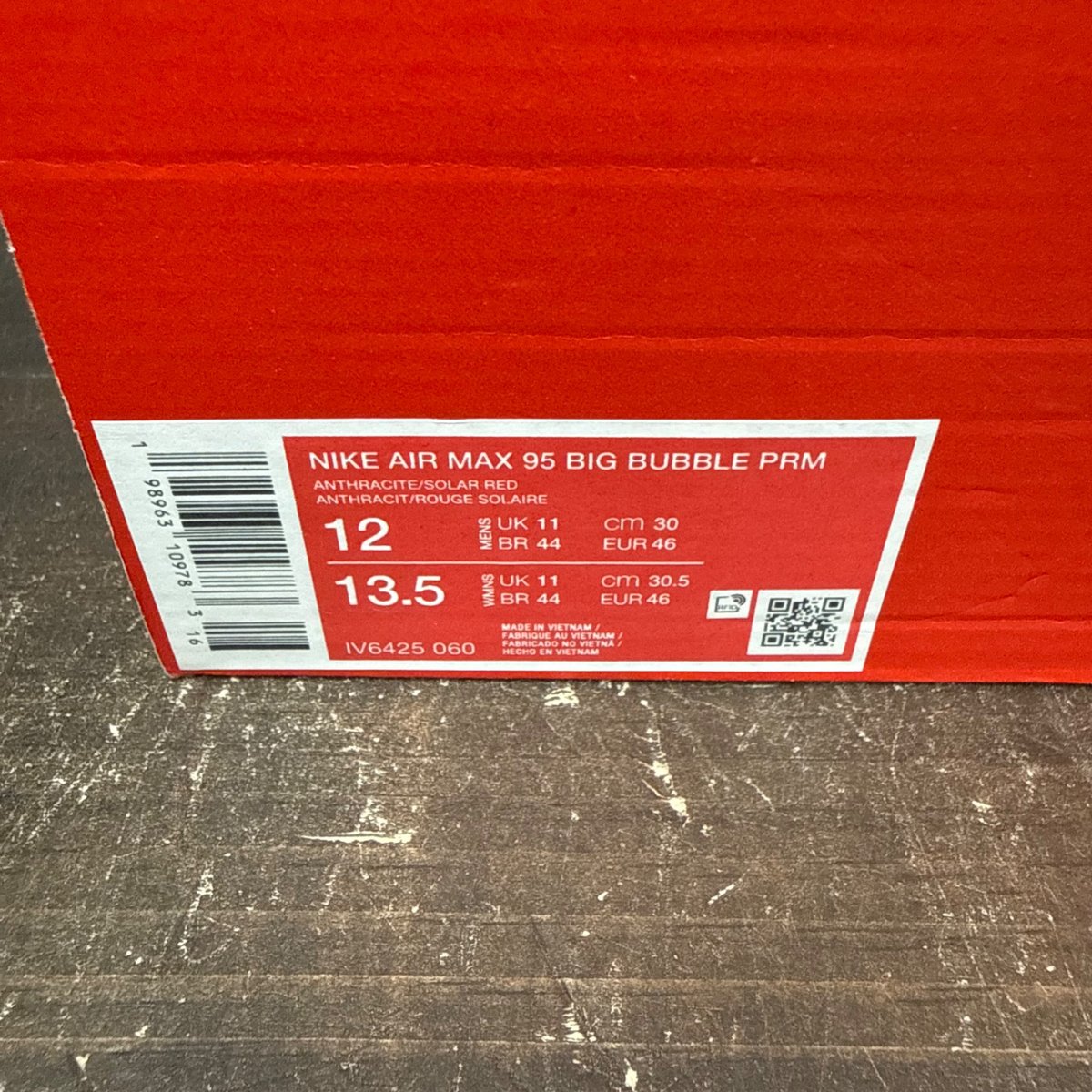 Nike Air Max 95 OG Big Bubble Reverse Solar Red Size 12 - aux