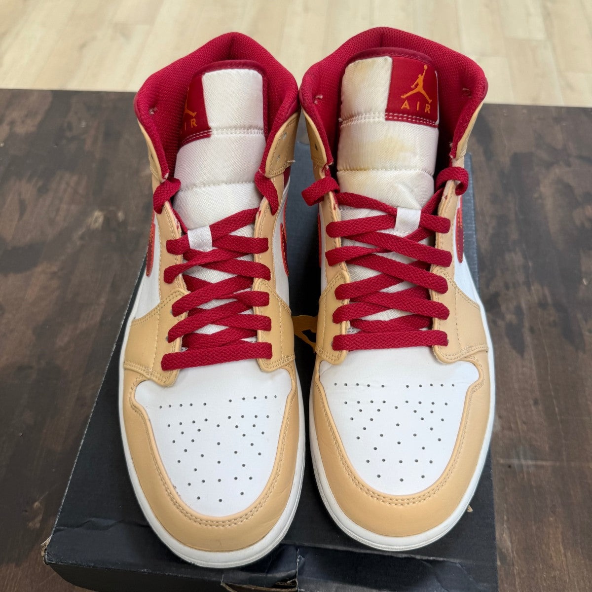Jordan 1 Mid Light Curry Cardinal - Image 2