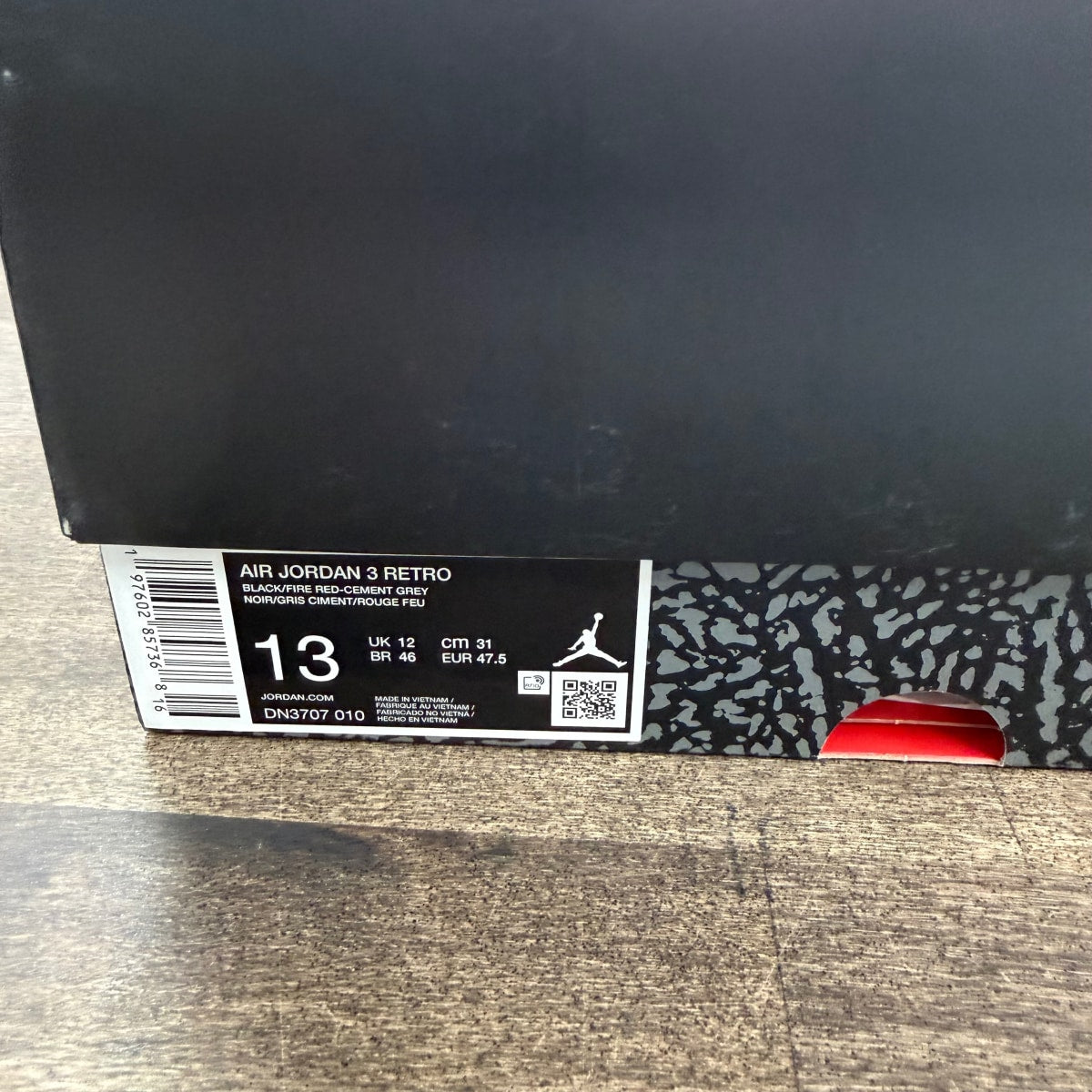 Jordan 3 Retro OG Black Cement (2024) Size 13 (Pre-Owned) - Image 6