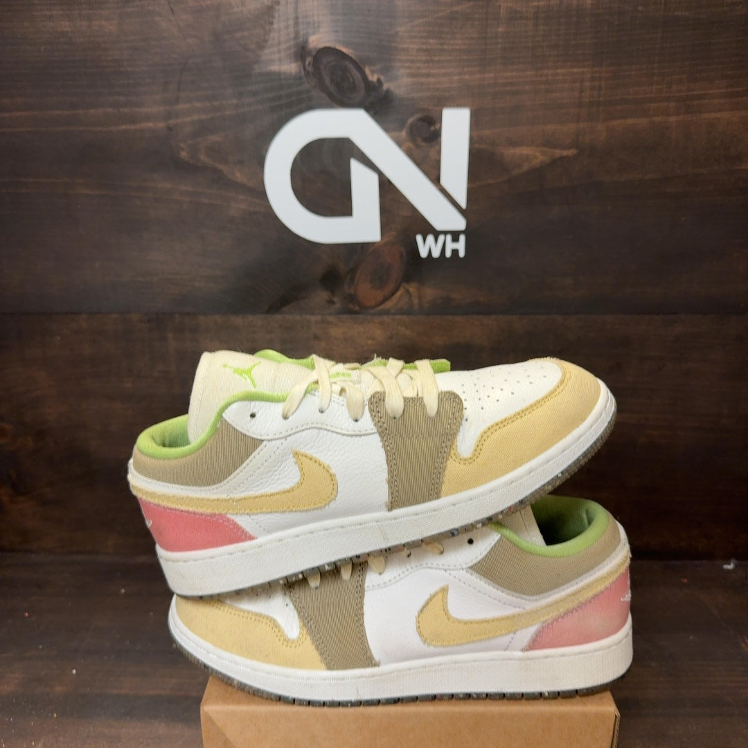 Jordan 1 Low Pastel Grind Vivid Green (GS) Size 7Y (Pre-Owned) - Image 1