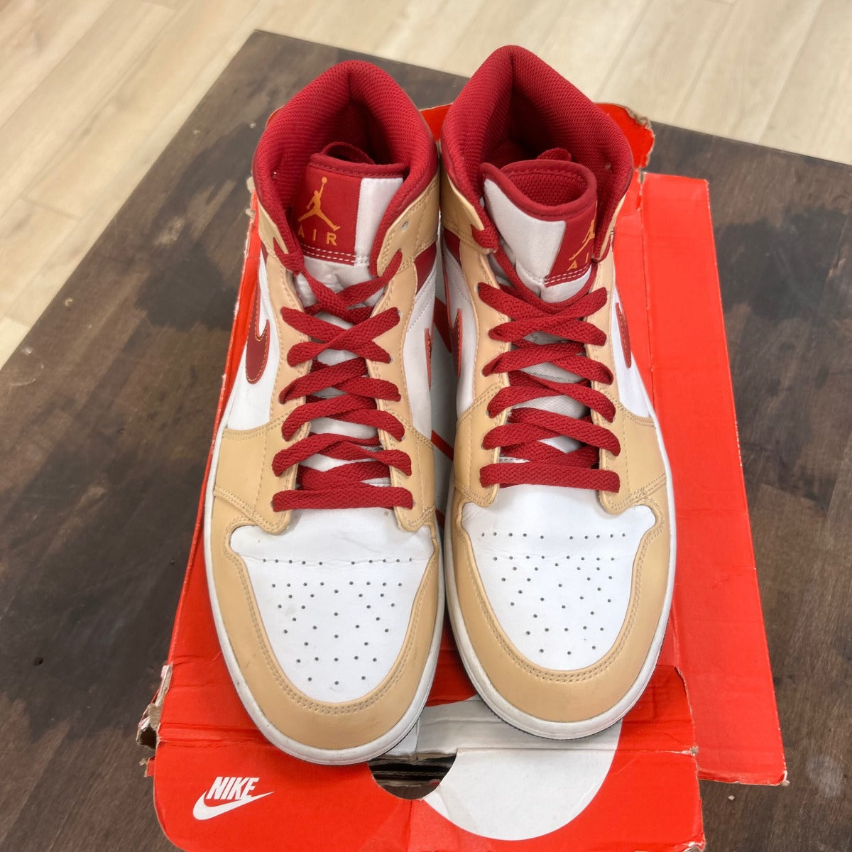 Jordan 1 Mid Light Curry Cardinal Size 11 (Pre-Owned) - Image 2
