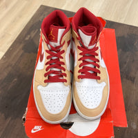 Jordan 1 Mid Light Curry Cardinal Size 11 (Pre-Owned) - Image 2