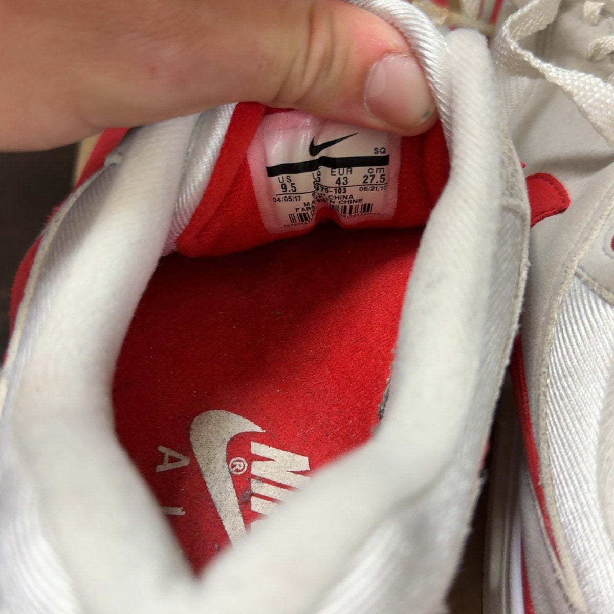 Nike Air Max 1 Anniversary Red (2017/2018 Restock Pair) Size 9.5 (Pre-Owned) - Image 7