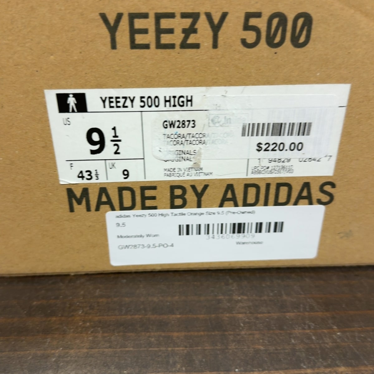 adidas Yeezy 500 High Tactile Orange Size 9.5 (Pre-Owned) - Image 9