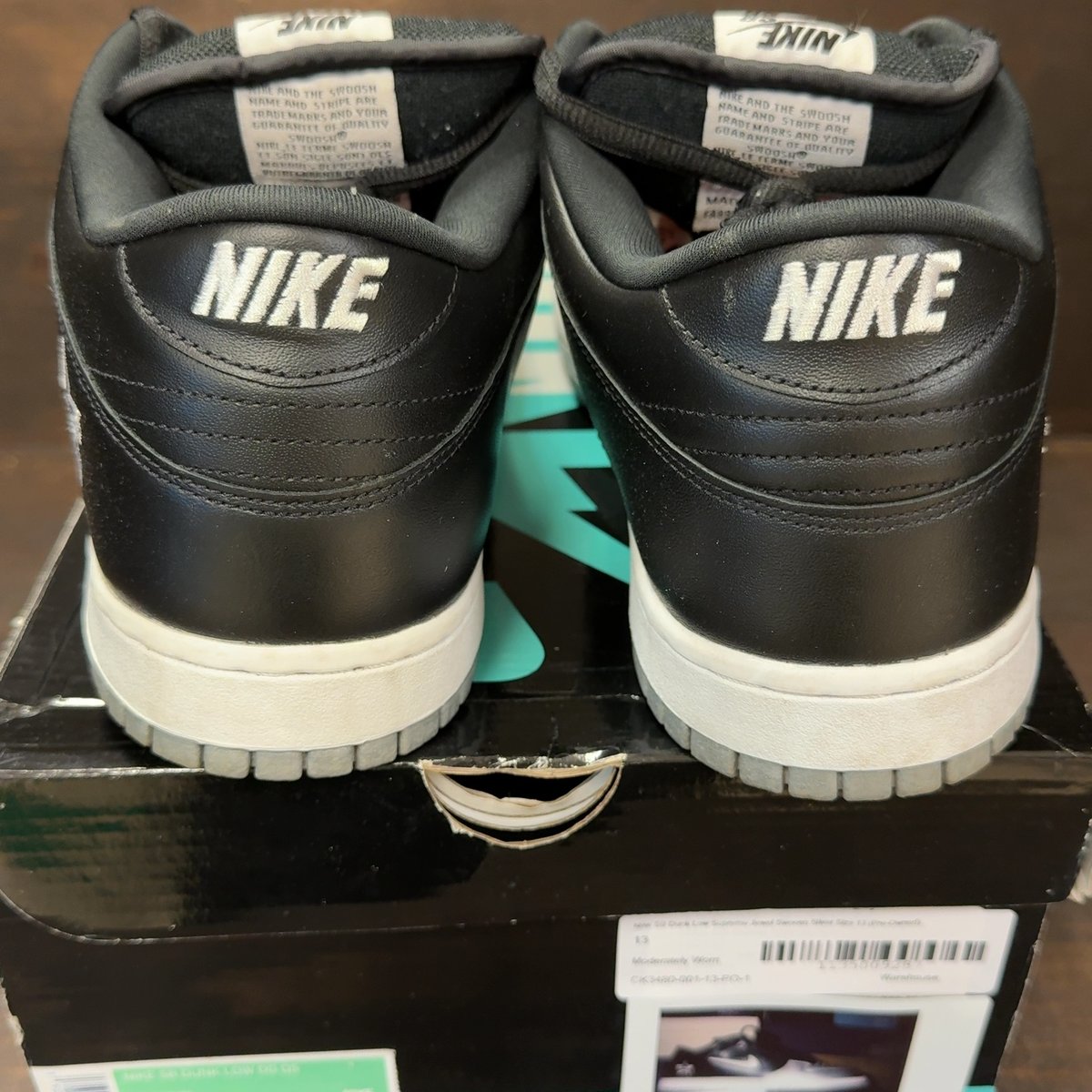 Nike SB Dunk Low Supreme Jewel Swoosh Silver Size 13 (Pre-Owned) - aux