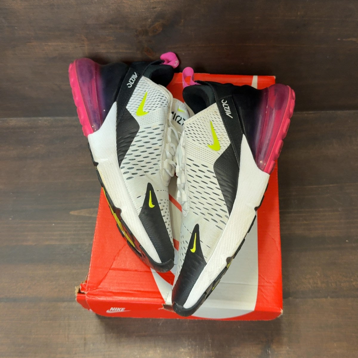 Nike Air Max 270 White Black Laser Fuchsia Volt (GS) - Image 2