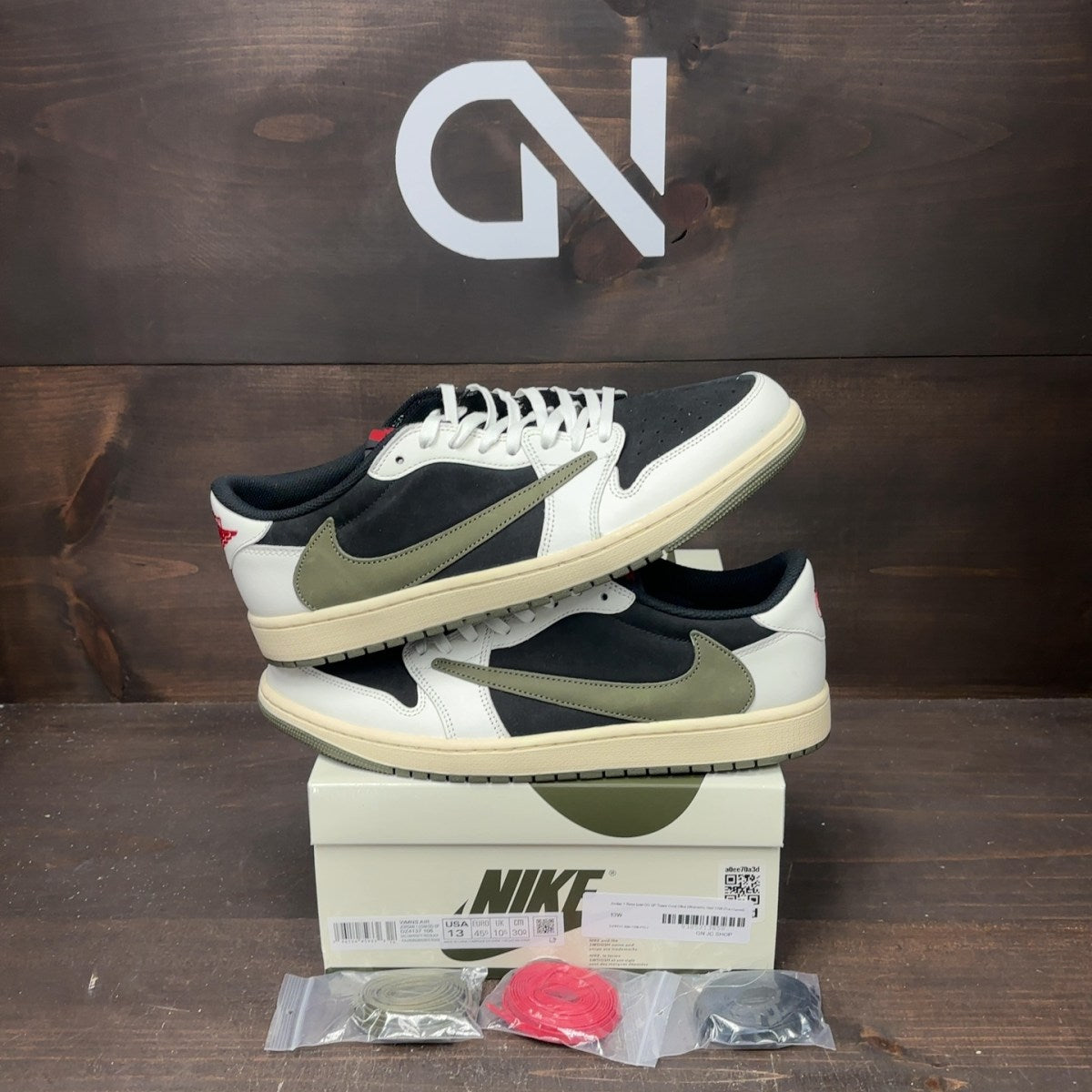 Jordan 1 Retro Low OG SP Travis Scott Olive (Women's) Size 13W (Pre-Owned) - Image 1