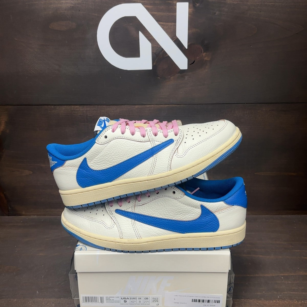 Jordan 1 Retro Low OG SP Fragment x Travis Scott Sail Military Blue - Image 1