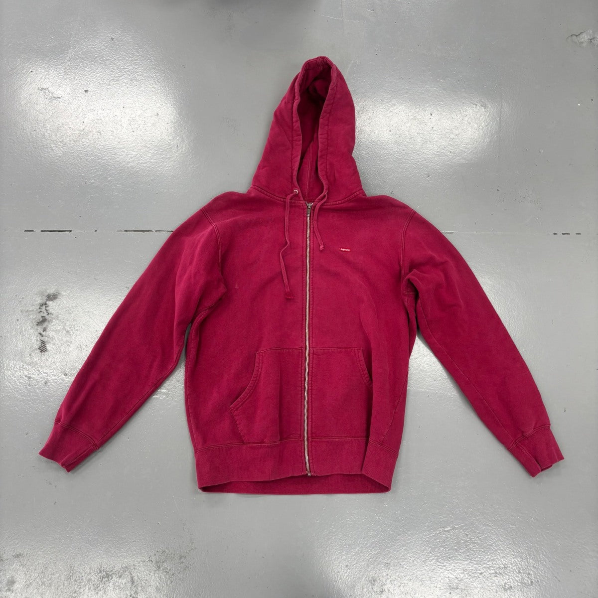 Supreme Small Box Logo Zip Up Hooded Sweatshirt Cardinal Size L (Pre-Owned) - Image 1