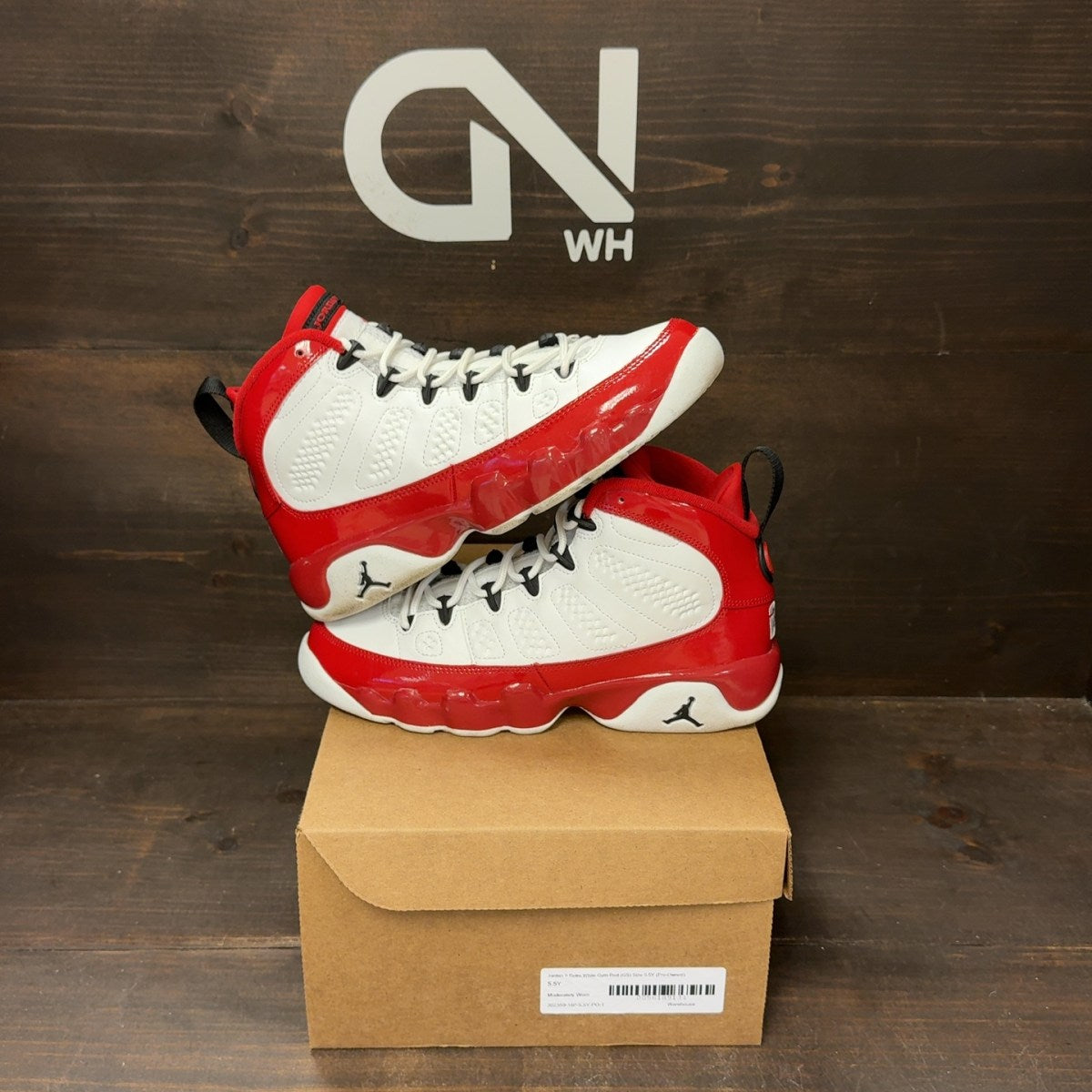 Jordan 9 Retro White Gym Red (GS) Size 5.5Y (Pre-Owned) - Image 1