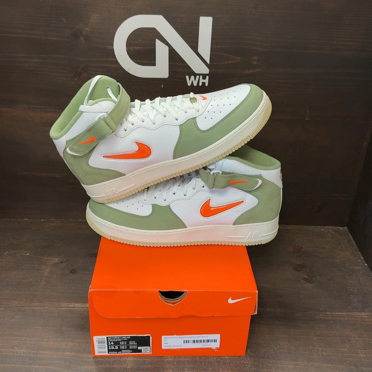 Nike Air Force 1 Mid QS Jewel Oil Green Size 14 - front