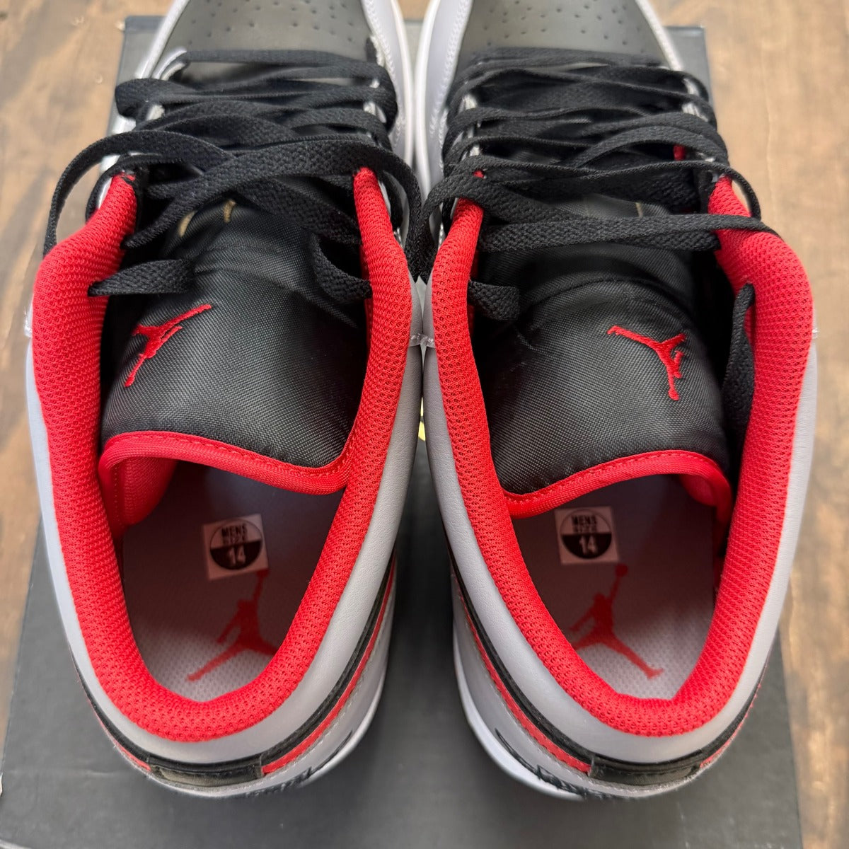 Jordan 1 Low Black Light Smoke Grey Gym Red Size 14 (Pre-Owned) - Image 6