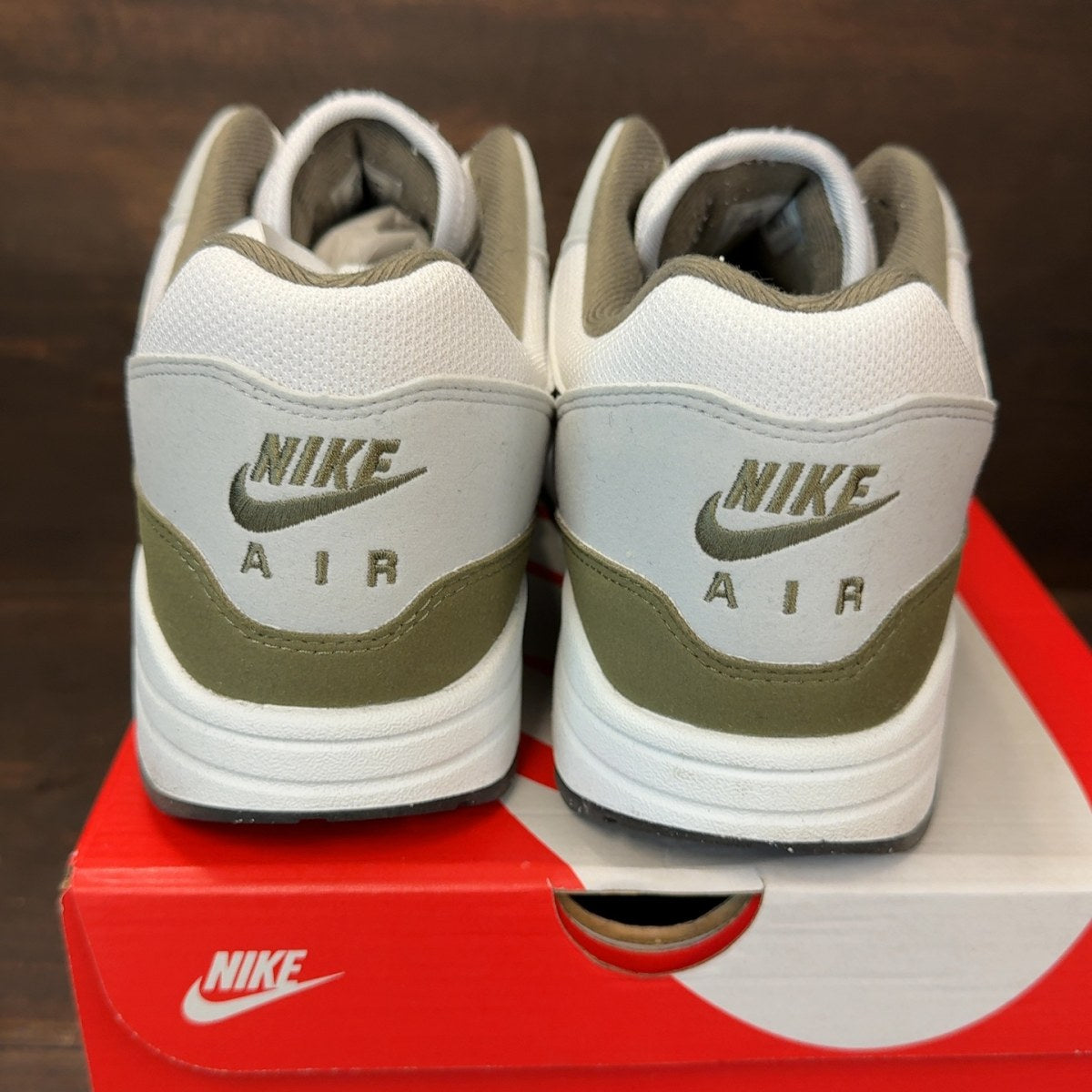 Nike Air Max 1 White Black Medium Olive - Image 5