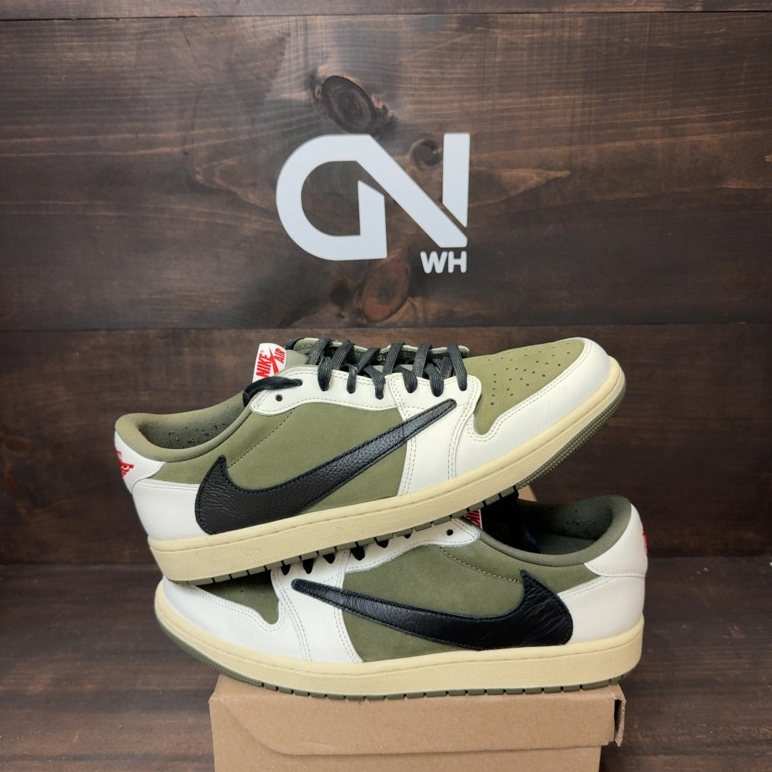 Jordan 1 Retro Low OG SP Travis Scott Medium Olive Size 12 (Pre-Owned) - Image 1
