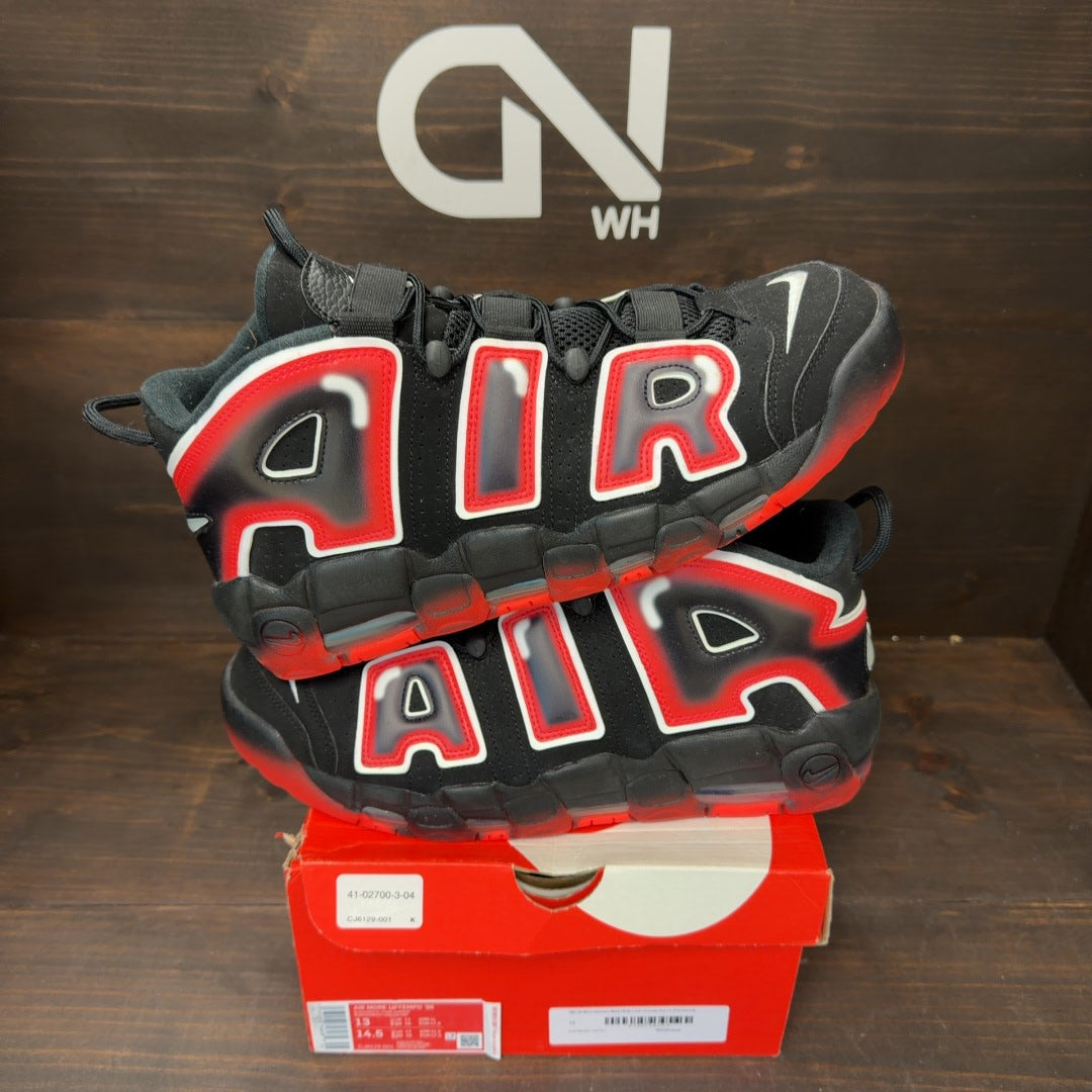 Nike Air More Uptempo Black White Laser Crimson - Image 1