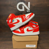 Jordan 1 Mid Barcelona Sweater Red Patent (GS) Size 5.5Y (Pre-Owned) - Image 1