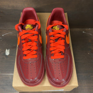 Nike Air Force 1 Low Patent Leather Dark Team Red Safety Orange Size 7.5 (Pre-Owned) - Image 3