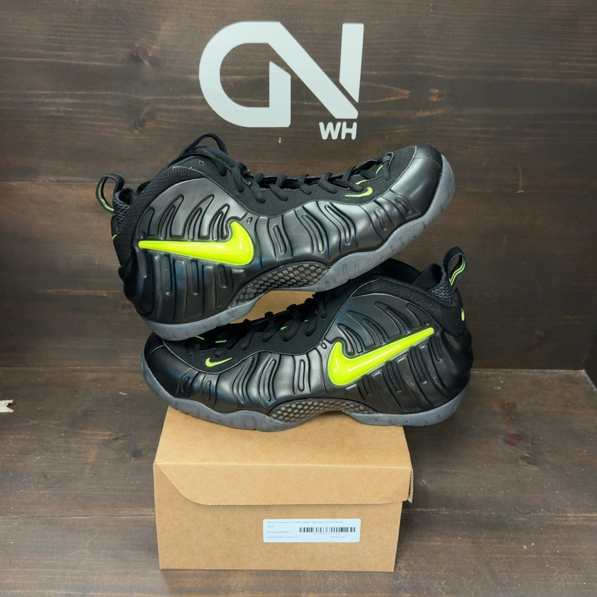 Nike Air Foamposite Pro Black Voltage Yellow Size 12.5 (Pre-Owned) - Image 1