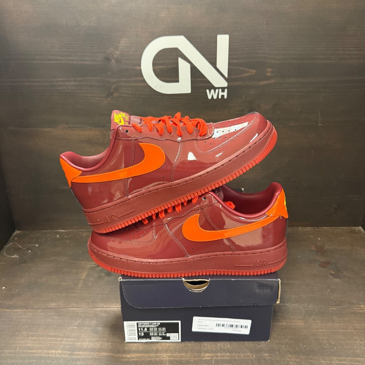 Nike Air Force 1 Low Patent Leather Dark Team Red Safety Orange - Image 1