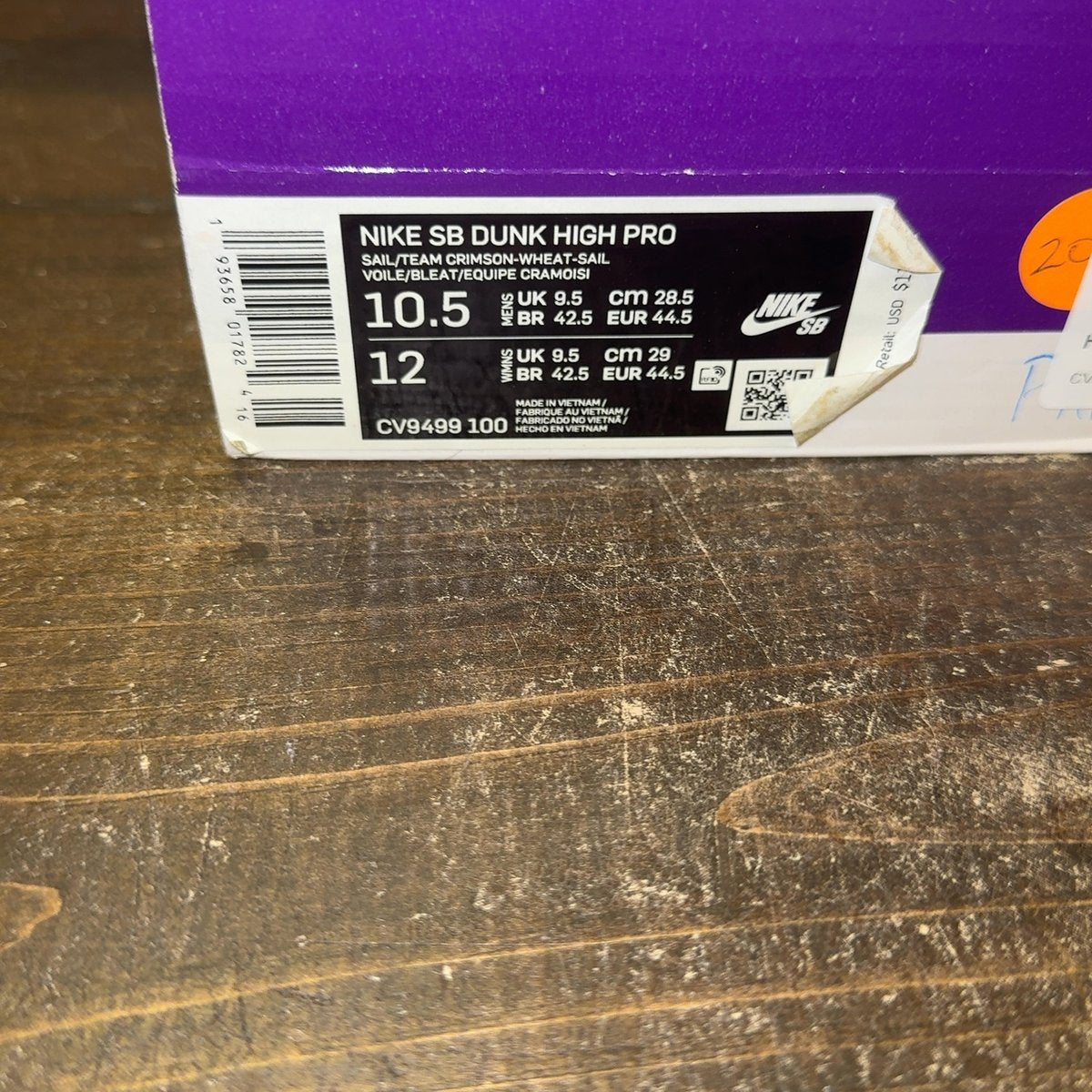 Nike SB Dunk High Sail Bright Crimson Size 10.5 (Pre-Owned) - aux