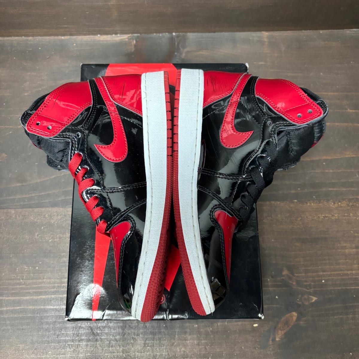 Jordan 1 Retro High OG Patent Bred (GS) Size 6Y (Pre-Owned) - tag