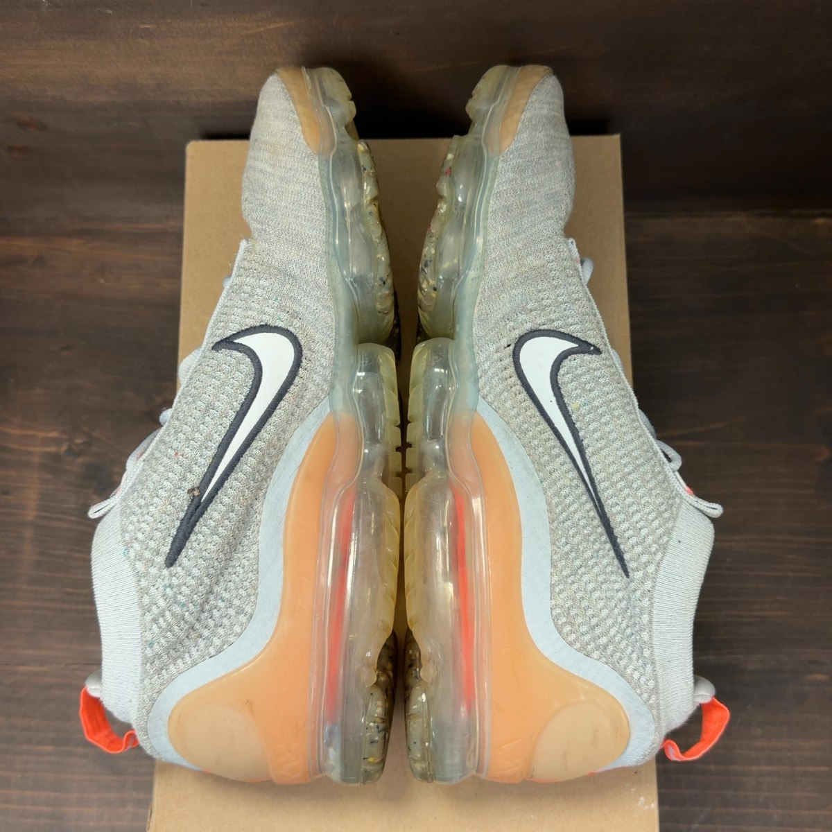 Nike Air VaporMax 2021 FK Grey Fog Bright Mango Size 12 (Pre-Owned) - Image 6
