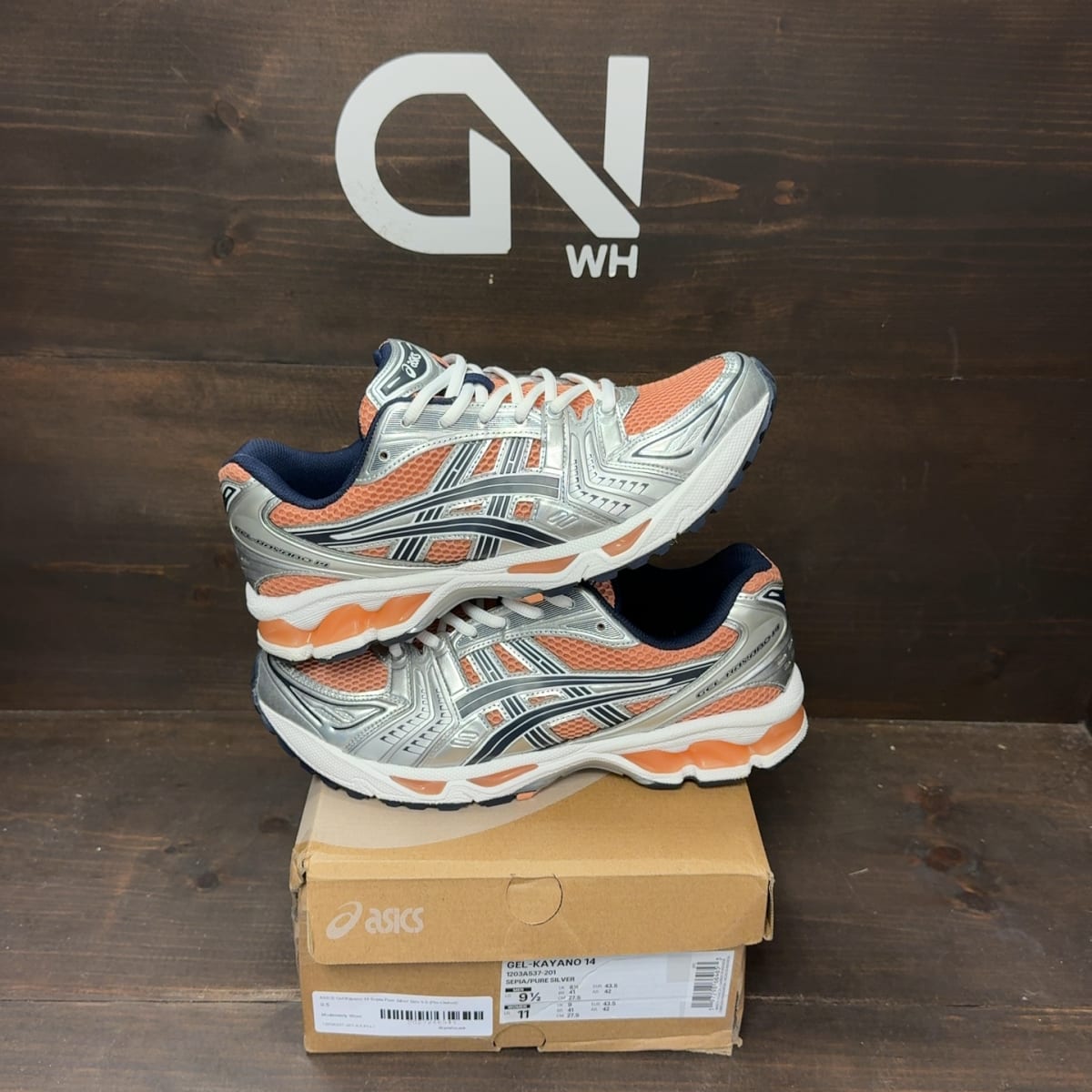 ASICS Gel-Kayano 14 Sepia Pure Silver Size 9.5 (Pre-Owned) - front