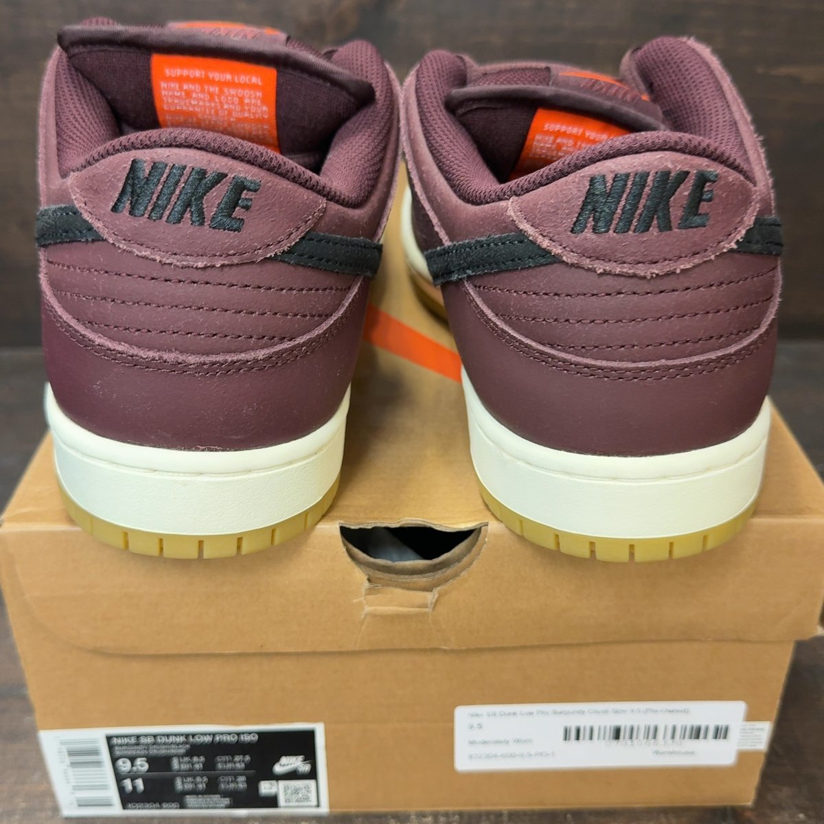Nike SB Dunk Low Pro Burgundy Crush Size 9.5 (Pre-Owned) - aux