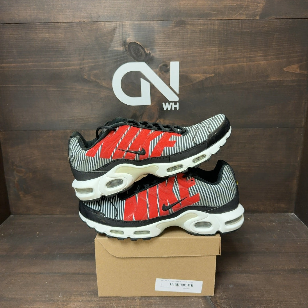Nike Air Max Plus Striped Black White Size 12 (Pre-Owned) - Image 1