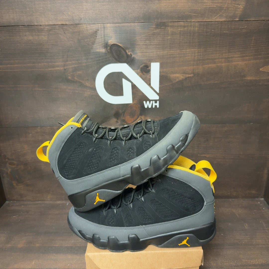 Jordan 9 Retro Dark Charcoal University Gold Size 11 (Pre-Owned) - Image 1