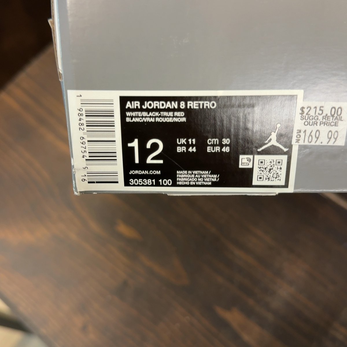 Jordan 8 Retro White True Red (2025) Size 12 (Pre-Owned) - aux