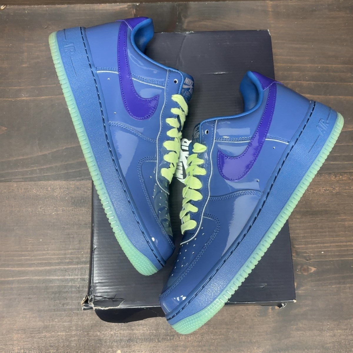 Nike Air Force 1 Low Patent Leather Mystic Navy Grape Ice - Image 2