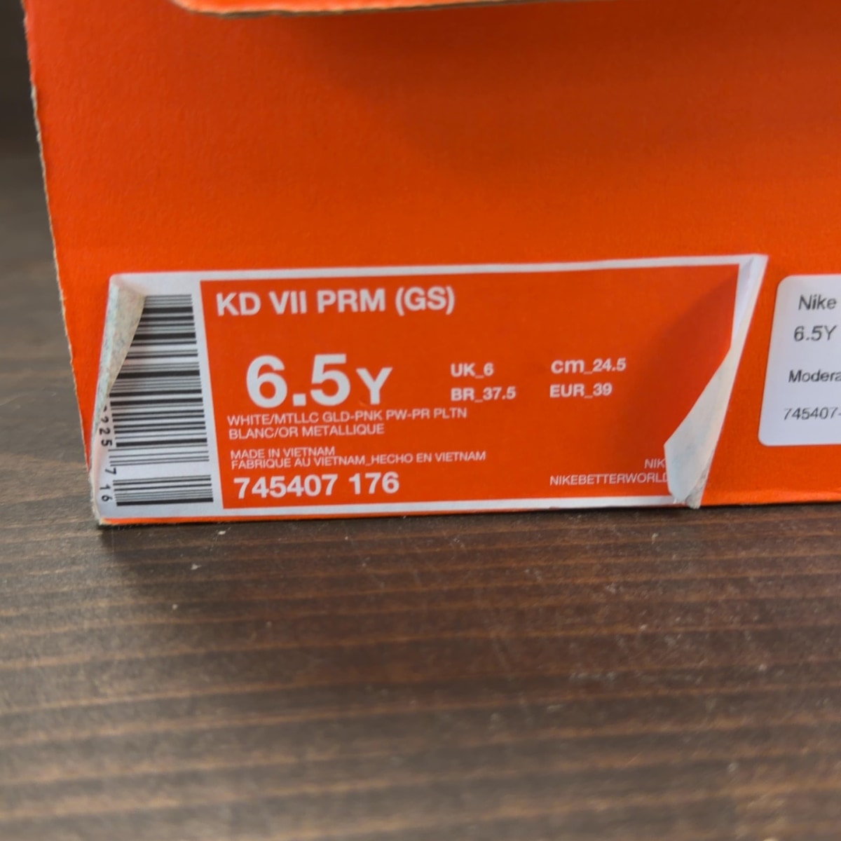 Nike KD 7 Aunt Pearl (GS) Size 6.5Y (Pre-Owned) - aux