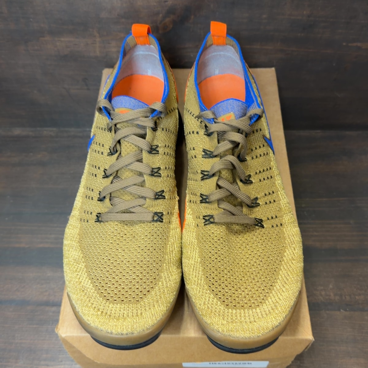 Nike Air VaporMax Flyknit 2 Golden Beige Racer Blue Size 13 (Pre-Owned) - Image 3