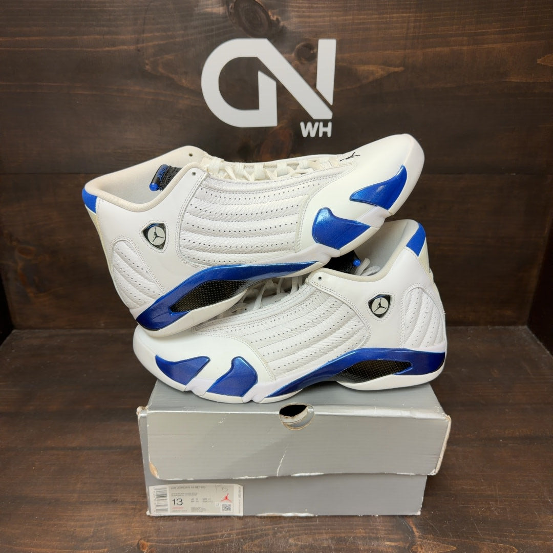 Jordan 14 Retro White Hyper Royal Size 13 (Pre-Owned)