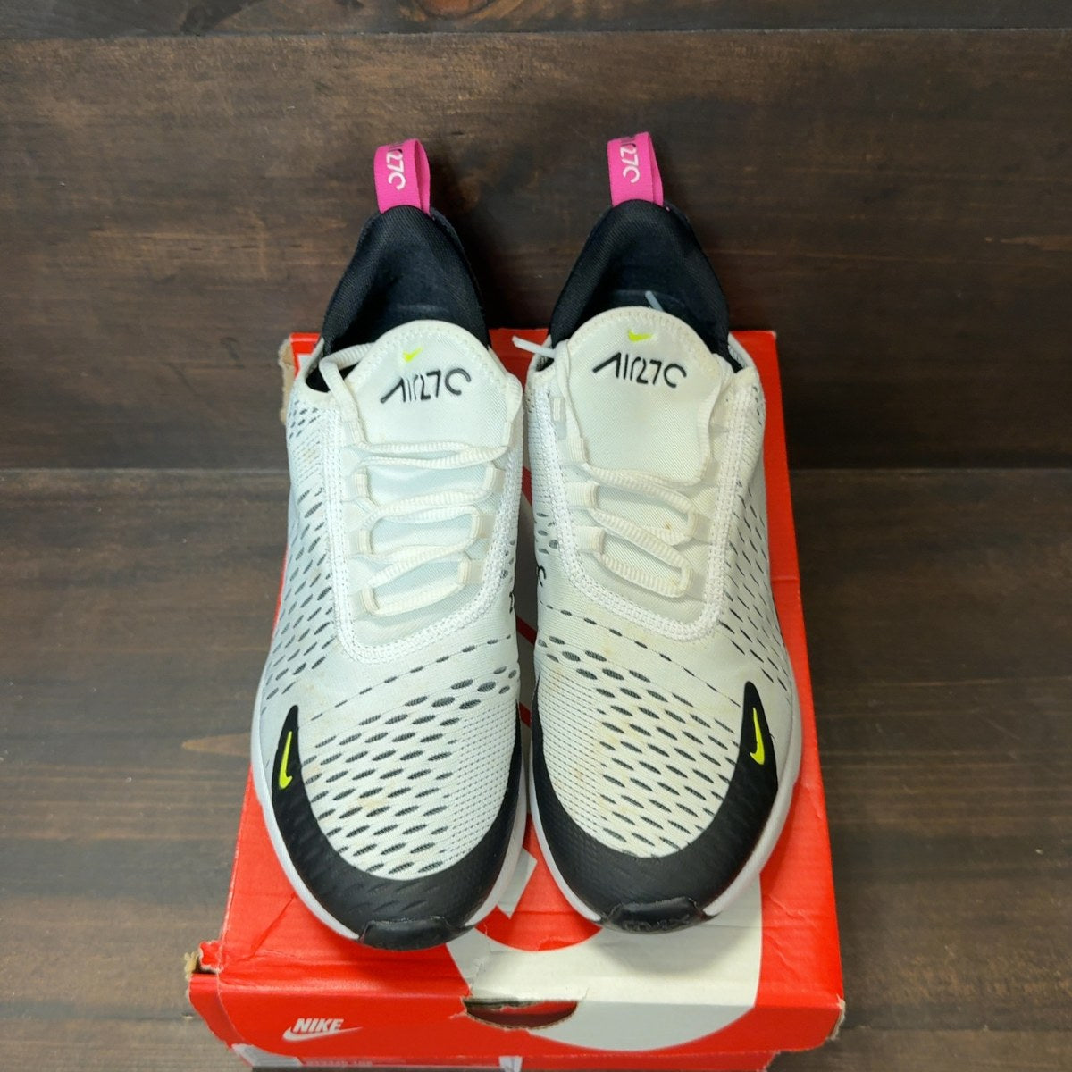 Nike Air Max 270 White Black Laser Fuchsia Volt (GS) - Image 3