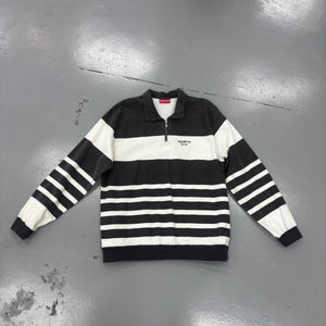 Supreme Printed Stripe Half Zip Sweat Black Size L (Pre-Owned) - Image 1