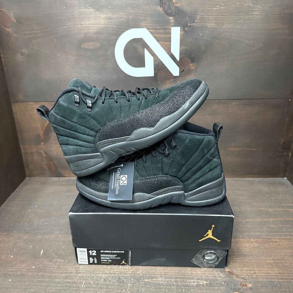 Jordan 12 Retro OVO Black Size 12 (Pre-Owned) - front