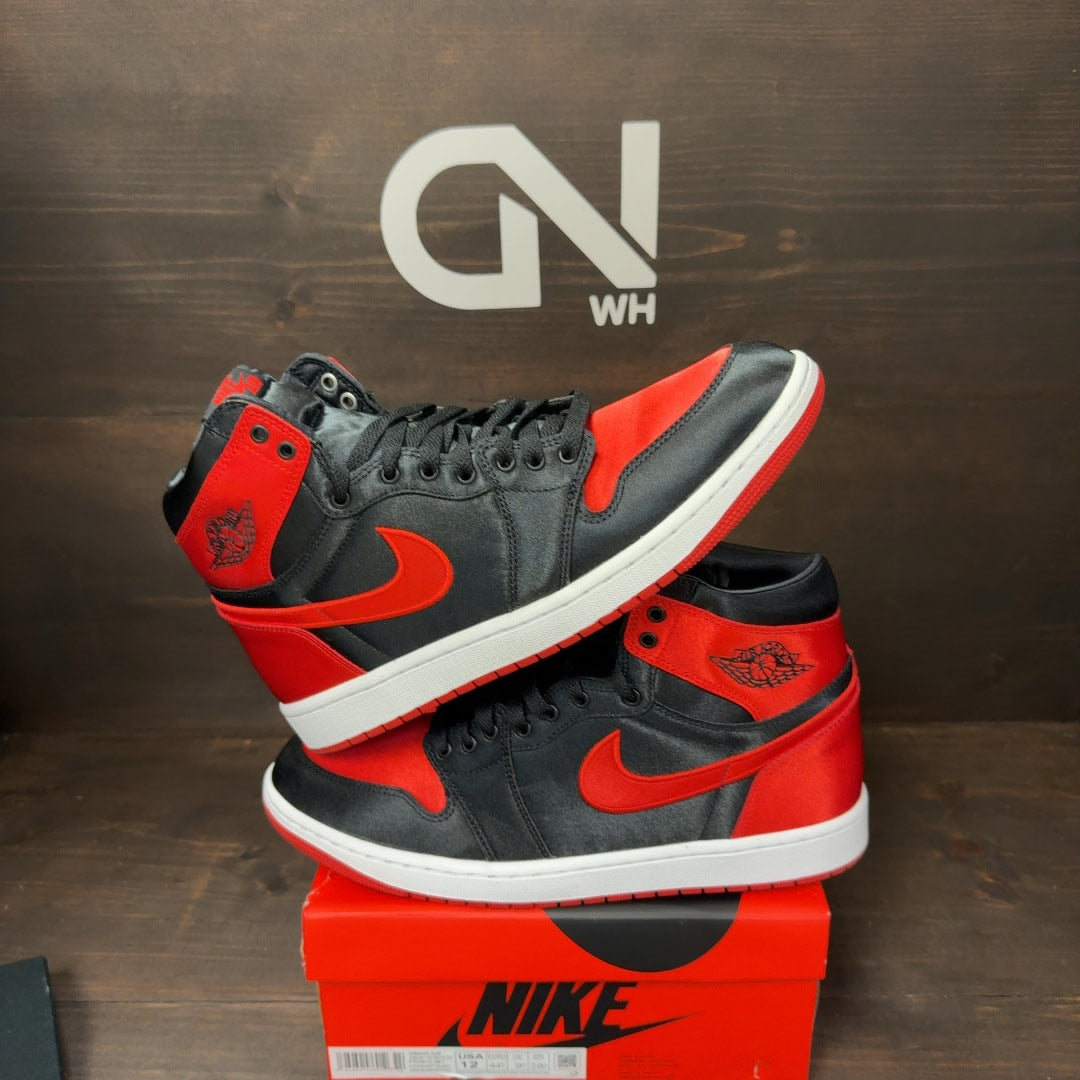 Jordan 1 Retro High OG Satin Bred (Women's) Size 12W (Pre-Owned)
