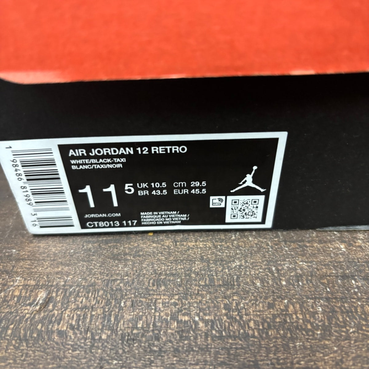 Jordan 12 Retro Taxi (2025) Size 11.5 (Pre-Owned) - aux
